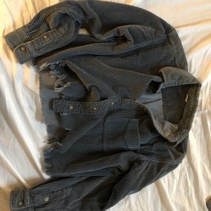 Cropped Distressed Corduroy Jacket